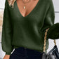 Tied Back V-Neck Long Sleeve Sweater