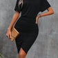 Ruched Boat Neck Short Sleeve Dress