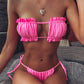 Frill Trim Ruched Bikini Set