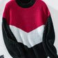 Contrast Round Neck Long Sleeve Sweater