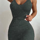 Glitter Double Spaghetti Straps Mini Dress