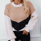 Contrast Round Neck Long Sleeve Sweater