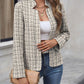 Plaid Open Front Long Sleeve Jacket