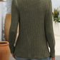 Decorative Button Striped Square Neck Long Sleeve T-Shirt