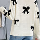 Perfee Bow Graphic Round Neck Long Sleeve Sweater