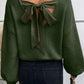 Tied Back V-Neck Long Sleeve Sweater