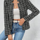 Plaid Open Front Long Sleeve Jacket