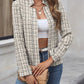 Plaid Open Front Long Sleeve Jacket