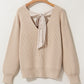 Tied Back V-Neck Long Sleeve Sweater