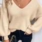 Tied Back V-Neck Long Sleeve Sweater