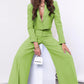 Lapel Collar Cropped Top and Wide Leg Pants Set