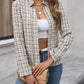 Plaid Open Front Long Sleeve Jacket