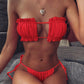 Frill Trim Ruched Bikini Set