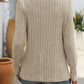 Decorative Button Striped Square Neck Long Sleeve T-Shirt