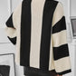 Waffle-Knit V-Neck Striped Long Sleeve Cardigan