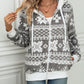 Drawstring Snowflake Zip Up Hooded Outerwear