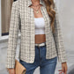 Plaid Open Front Long Sleeve Jacket