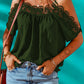 Spaghetti Strap Cold-Shoulder Lace Trim Blouse