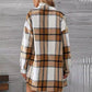 Plaid Button Up Long Sleeve Coat and Skirt Set