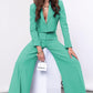 Lapel Collar Cropped Top and Wide Leg Pants Set