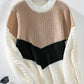 Contrast Round Neck Long Sleeve Sweater