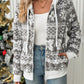 Drawstring Snowflake Zip Up Hooded Outerwear