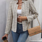 Plaid Open Front Long Sleeve Jacket