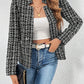 Plaid Open Front Long Sleeve Jacket