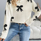 Perfee Bow Graphic Round Neck Long Sleeve Sweater