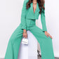 Lapel Collar Cropped Top and Wide Leg Pants Set