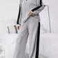 Plus Size Half Zip Long Sleeve Top and Pants Set