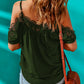 Spaghetti Strap Cold-Shoulder Lace Trim Blouse